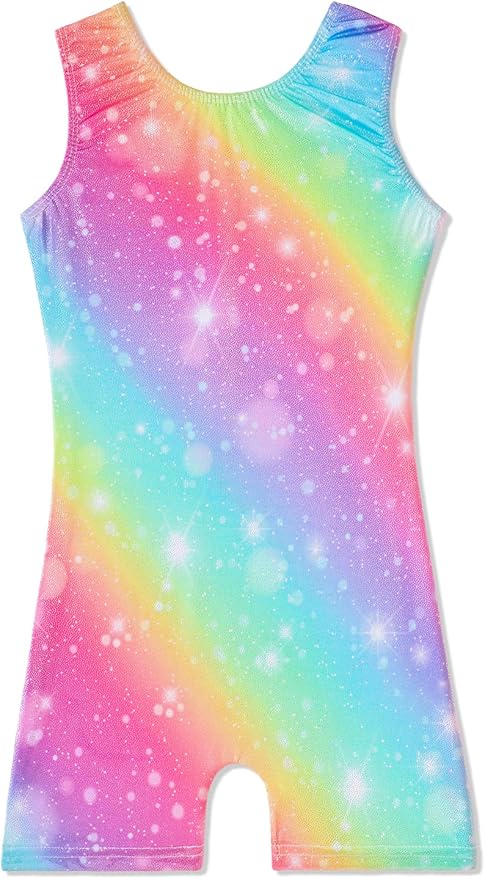 Leotards for Girls Gymnastics Toddler Dance Biketards Mermaid Unicorn Athletic Dance Wear Shiny Rainbow Blue Hotpink