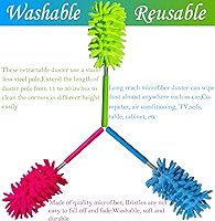 Vista 5 de M-jump cepillo para polvo extensible de microfibras, largo alcance con barra telescópica, 3