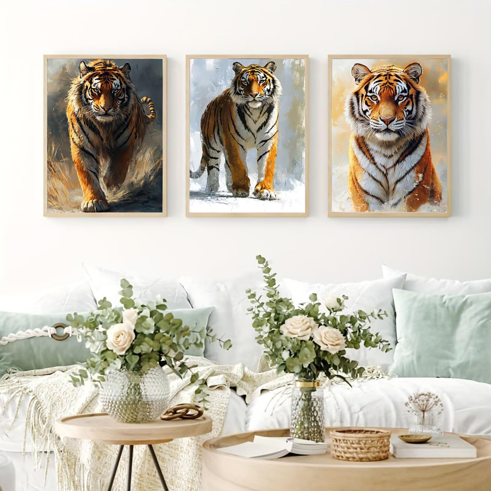 Generico Cnyaunfi 3 Pezzi Animali Pittura Diamante Fai-Da-Te, 5D Bianco Diamond Painting Kit Completo per Hobby Creativi Adulti, Per La Decorazione Della Parete Di Casa 50x70cm YF-3333