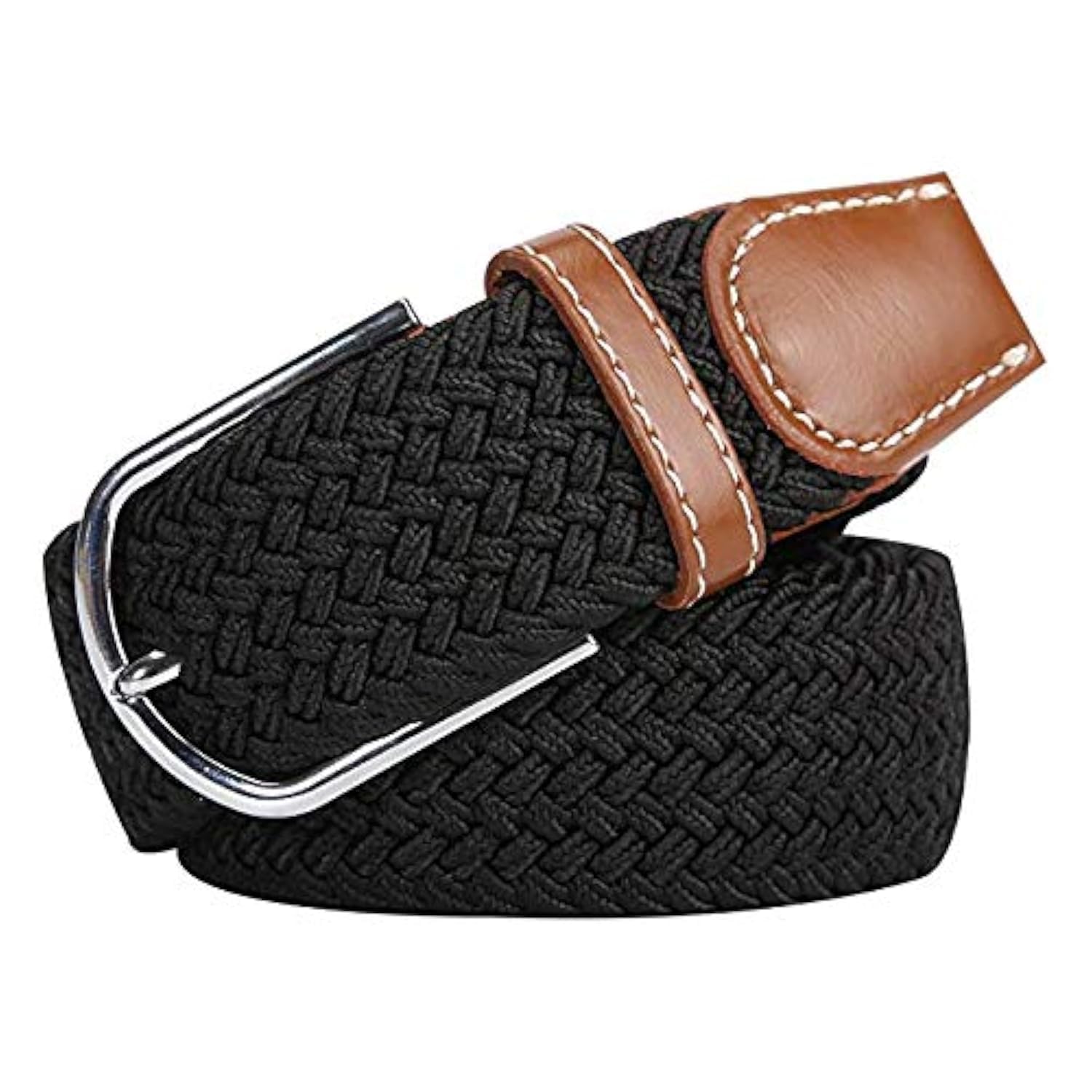 Ceinture Tressée élastique Unisexe Unisexe Pour Homme Et Femme - Tissu élastique Tissé Extensible - Noir - Taille Unique