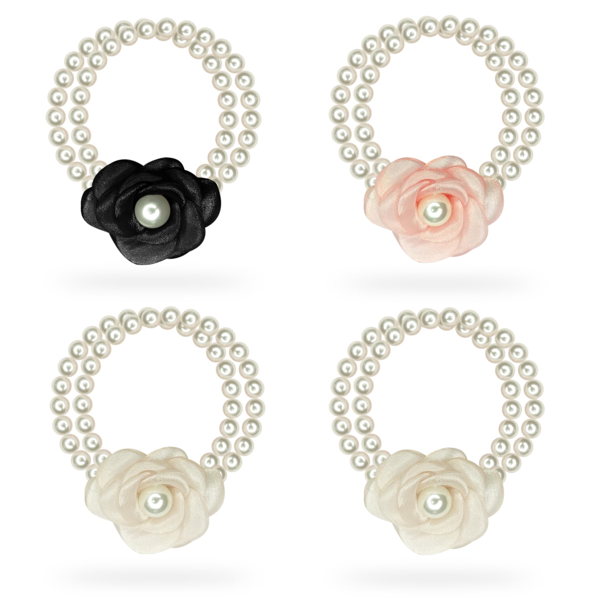 Sanas Pearl Hairband with Rose 4Pcs Pearl Bracelet for Girls Hair Beads for Women Hairband Hair Accessories Scrunchies Rubber Band for Hair 4Pcs (Multicolour) (B0CQXTW3JT) Amazon Price History, Amazon Price Tracker