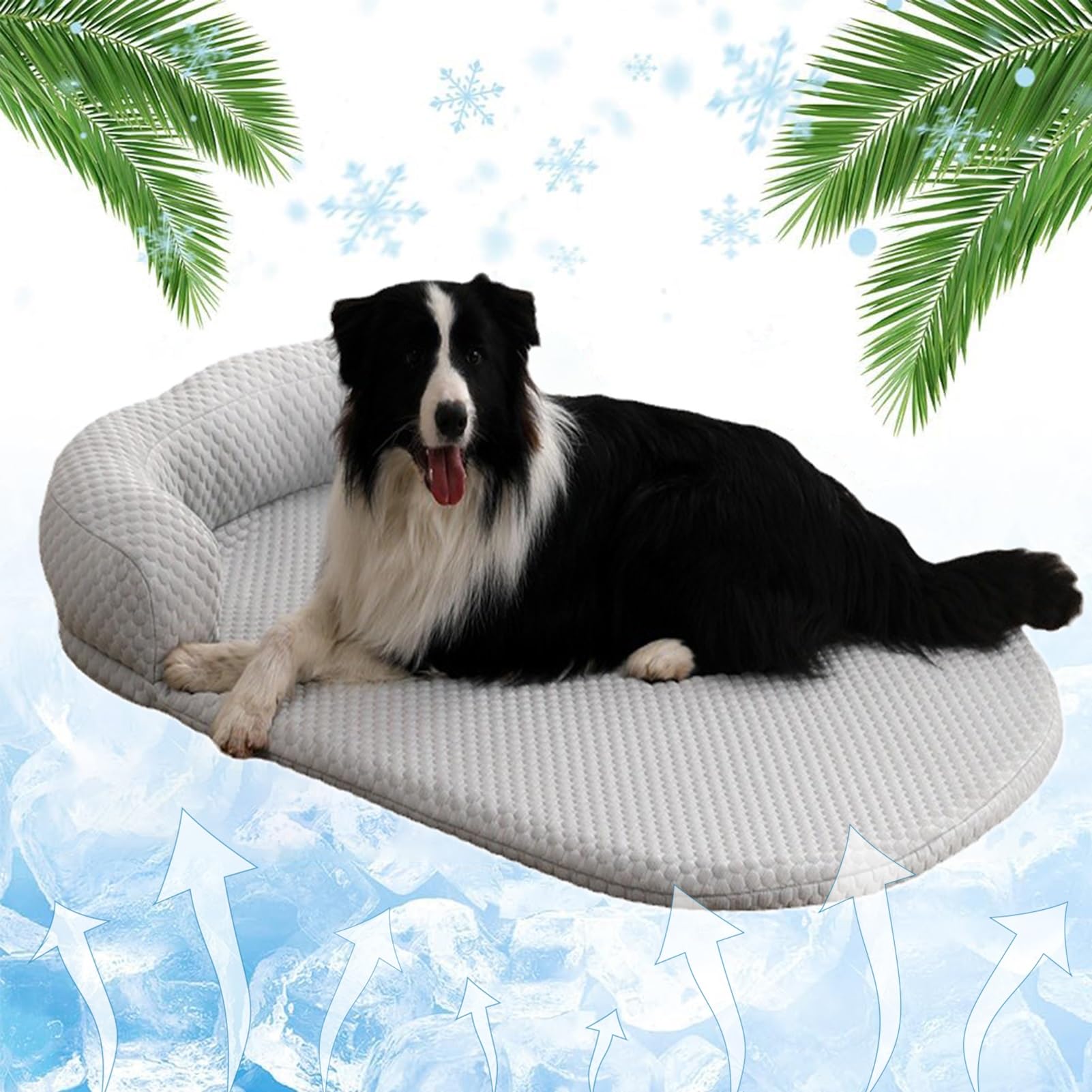 Alfombrilla de refrigeración para perros y gatos, lavable, almohadilla de seda de hielo, antideslizante, cómoda, manta de refrigeración para mascotas de verano (gris, 150 x 100 cm)