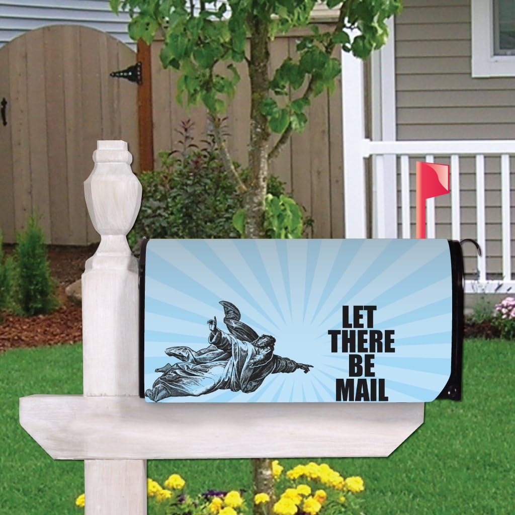 Outdoor Mailbox Cover - Religious, Let There Be Mail!, Magnetic Mailbox Cover