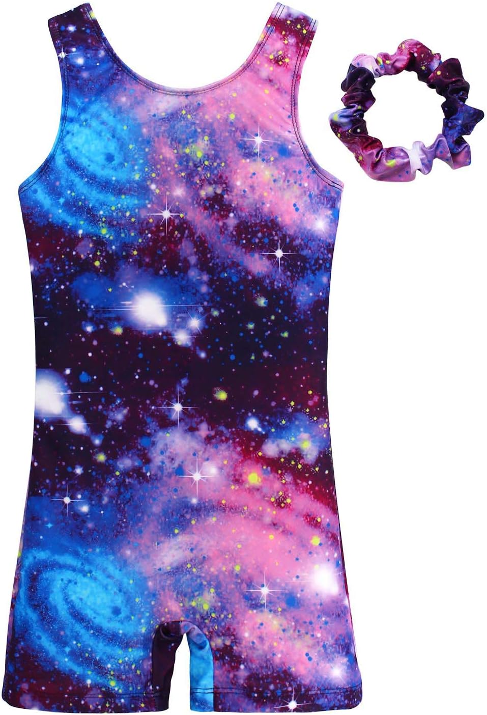 JESKIDSLeotards for Girls Gymnastics with Shorts Dance Biketards Tumbling Matching Hair Scrunchie 3~15 Years