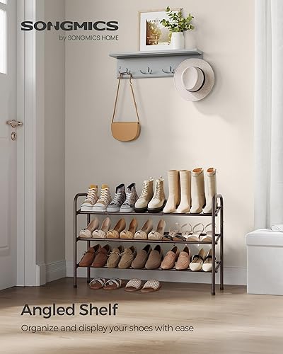 Miniatura 2 de SONGMICS Zapatero expandible de 3 niveles, estante de zapatos de metal para 8-20 pares de zapatos, zapatero independiente para entrada, armario,