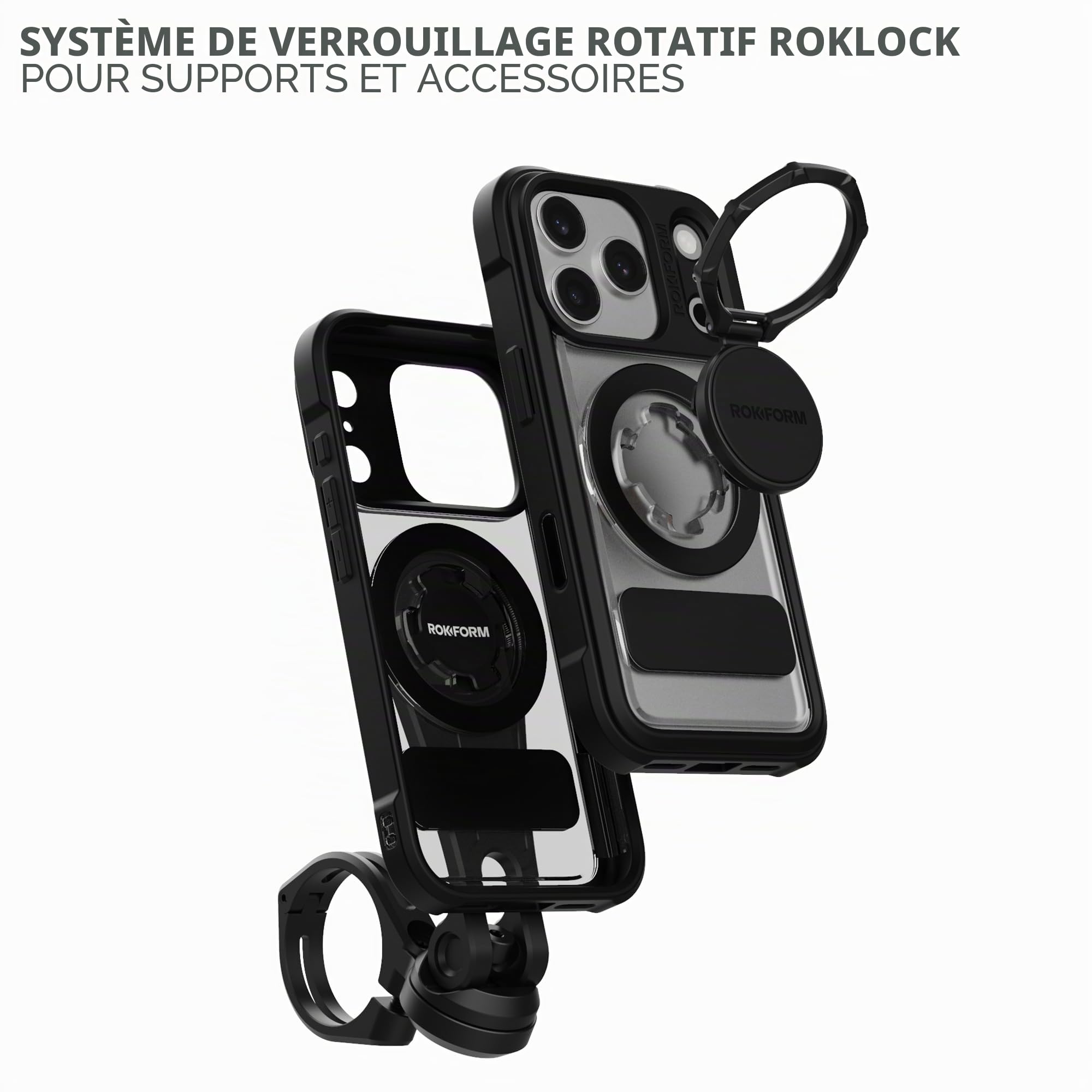 Rokform Crystal Coque compatible avec iPhone 17 Pro, coque magnétique (transparent)