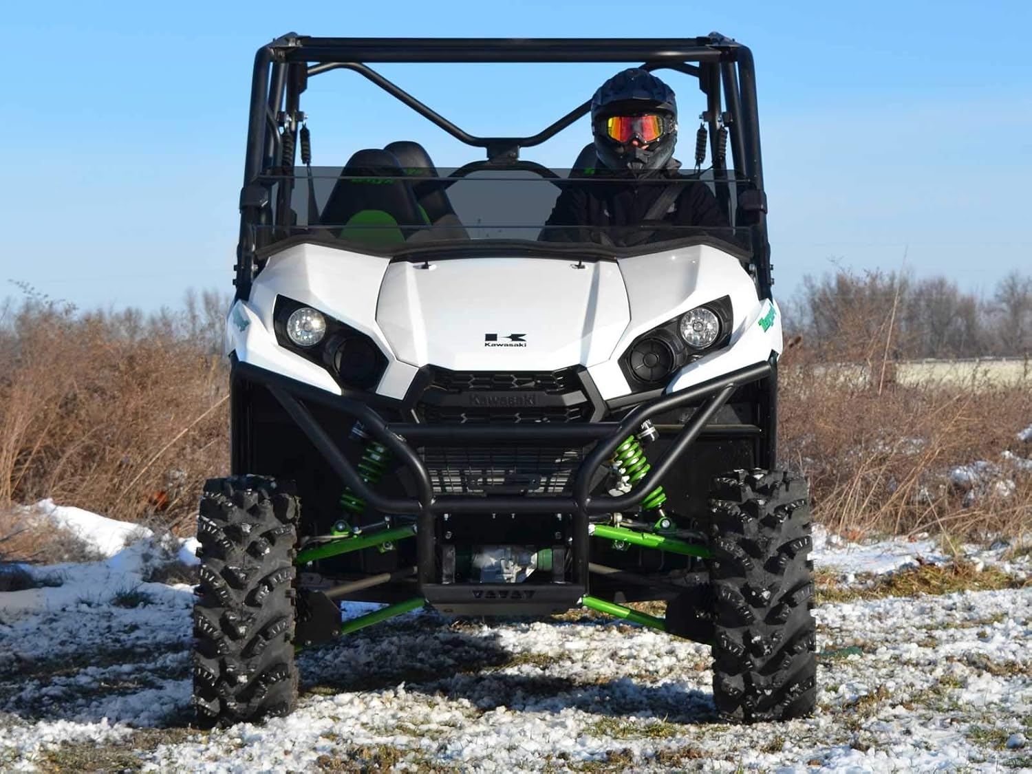SuperATV Half Windshield Compatible With Kawasaki Teryx 800 / 4 800 2016+ |1/4" Thick Dark-Tinted Standard Polycarbonate- 250x Stronger Than Glass | Windshield Height: 8-1/8"