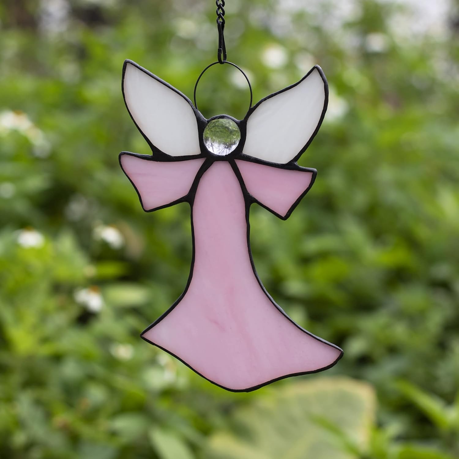 Pink Angel Stained Glass Window Hangings Tiffany Style Gift Gifts for Nurse,Memorial Remembrance Sympathy (6.3"×4.3") - Image 2