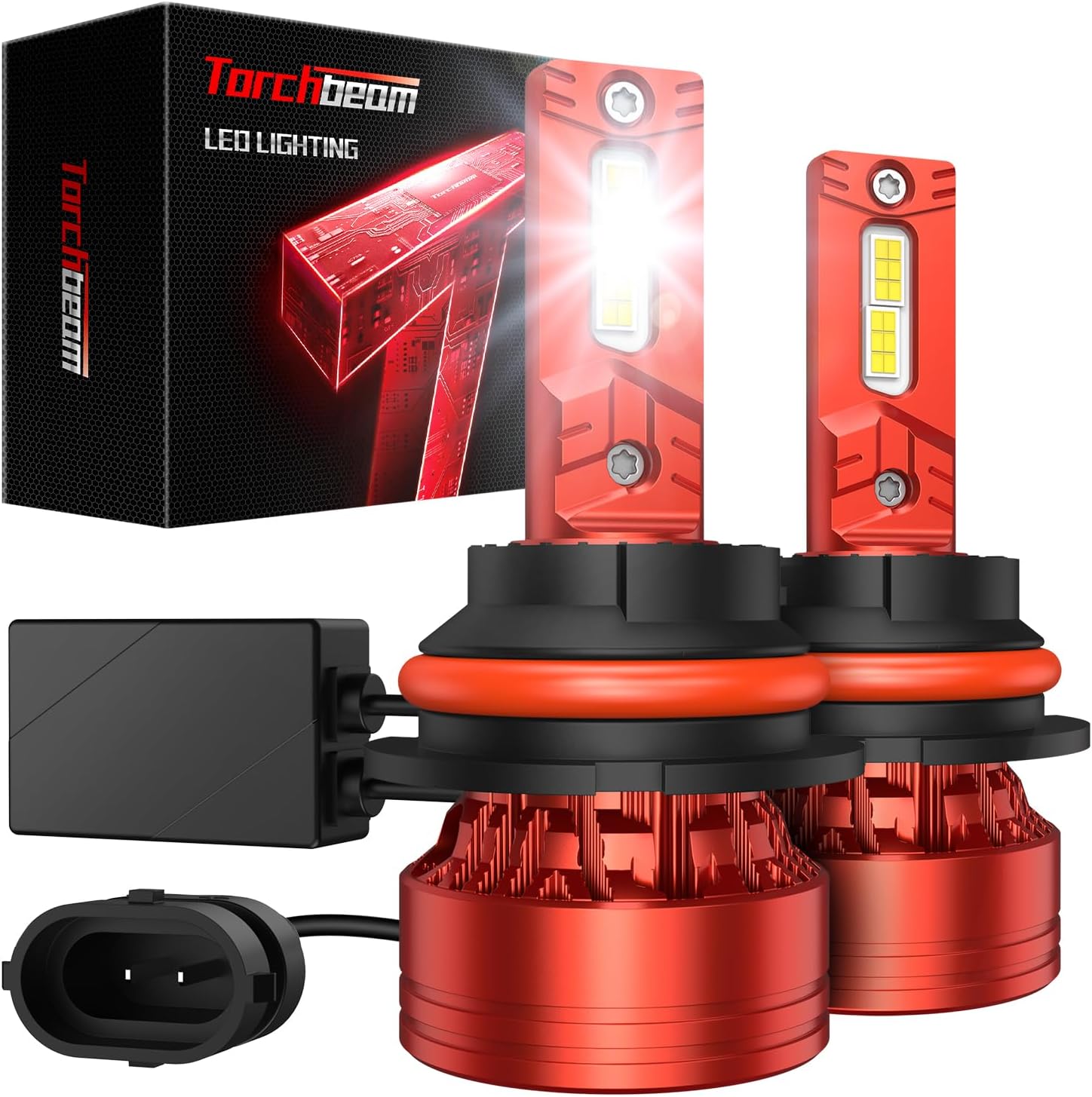 Torchbeam 9007 LED Bulb, 2026 Premium 6500K White Illumination, 76000LM Brightness, 80,000Hrs Lifespan, 1000% Brighter, 2 Pack