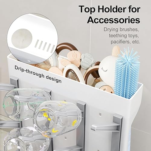 Miniatura 4 de GoMaihe Estante de secado de biberones soporte vertical para secador de botellas que ahorra espacio, soporte de almacenamiento para accesorios para