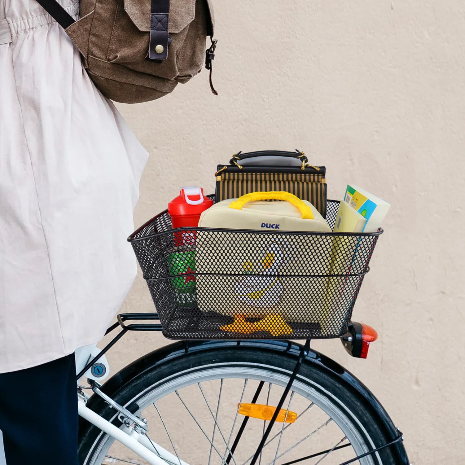 Panier De Vélo Arrière En Osier Pour Chien Ou Chat à Fixer Sur Porte-Bagage