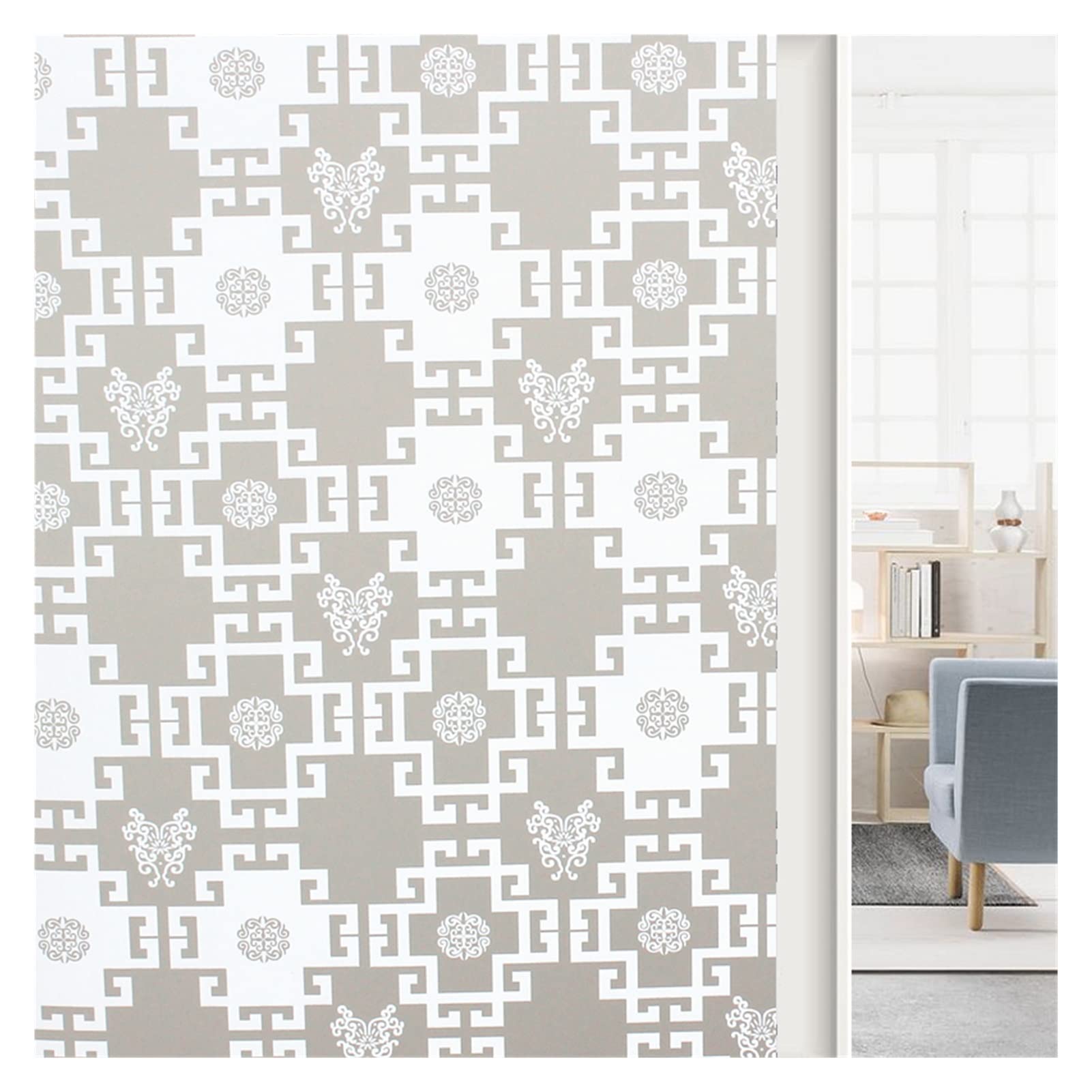 Privacy Film For Glass Windows,Stained Decorative Static Self Adhesive Sticker(Blue,90x500cm)