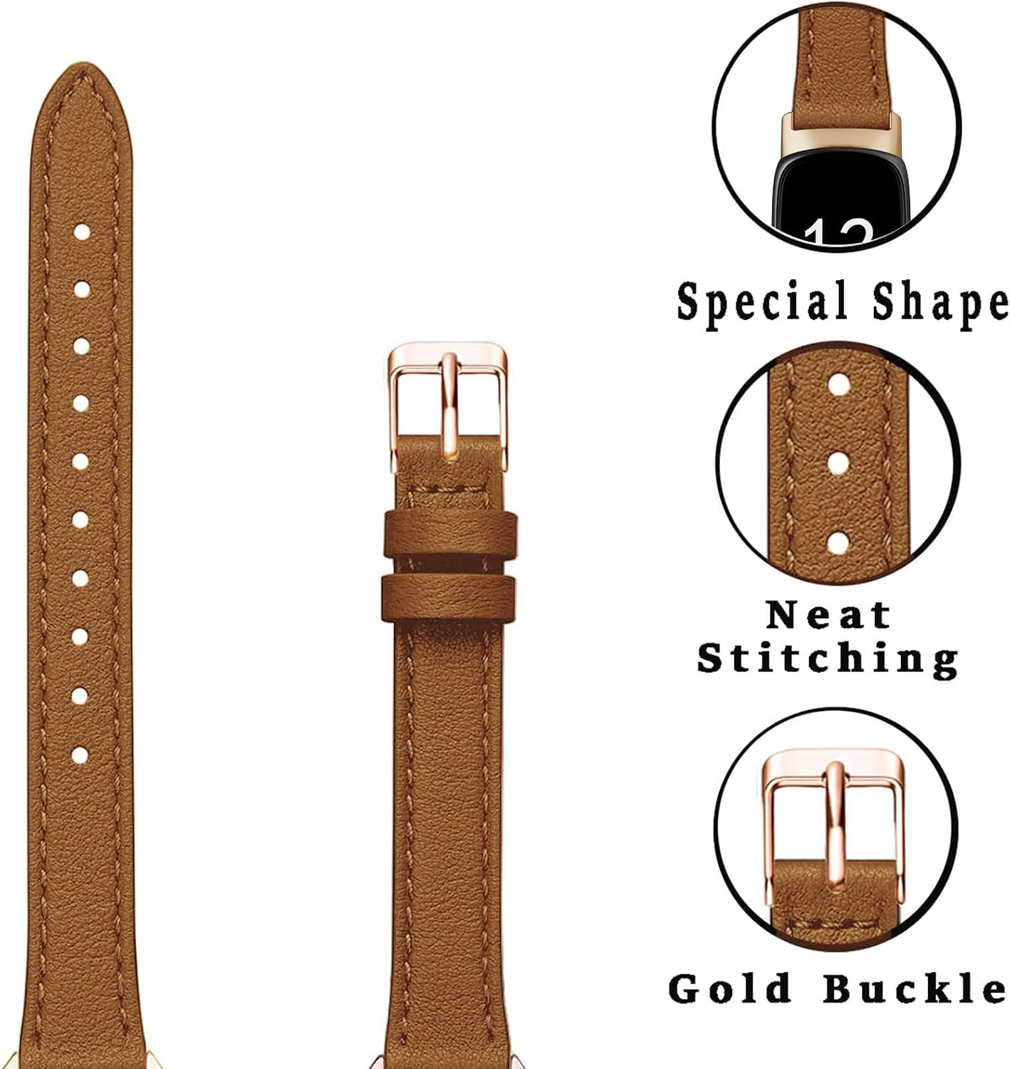 Slim Leather Band Compatible with Fitbit Inspire 3 Bands,Top Grain Genuine Leather Strap Thin Wristband for Fitbit Inspire 3 Women