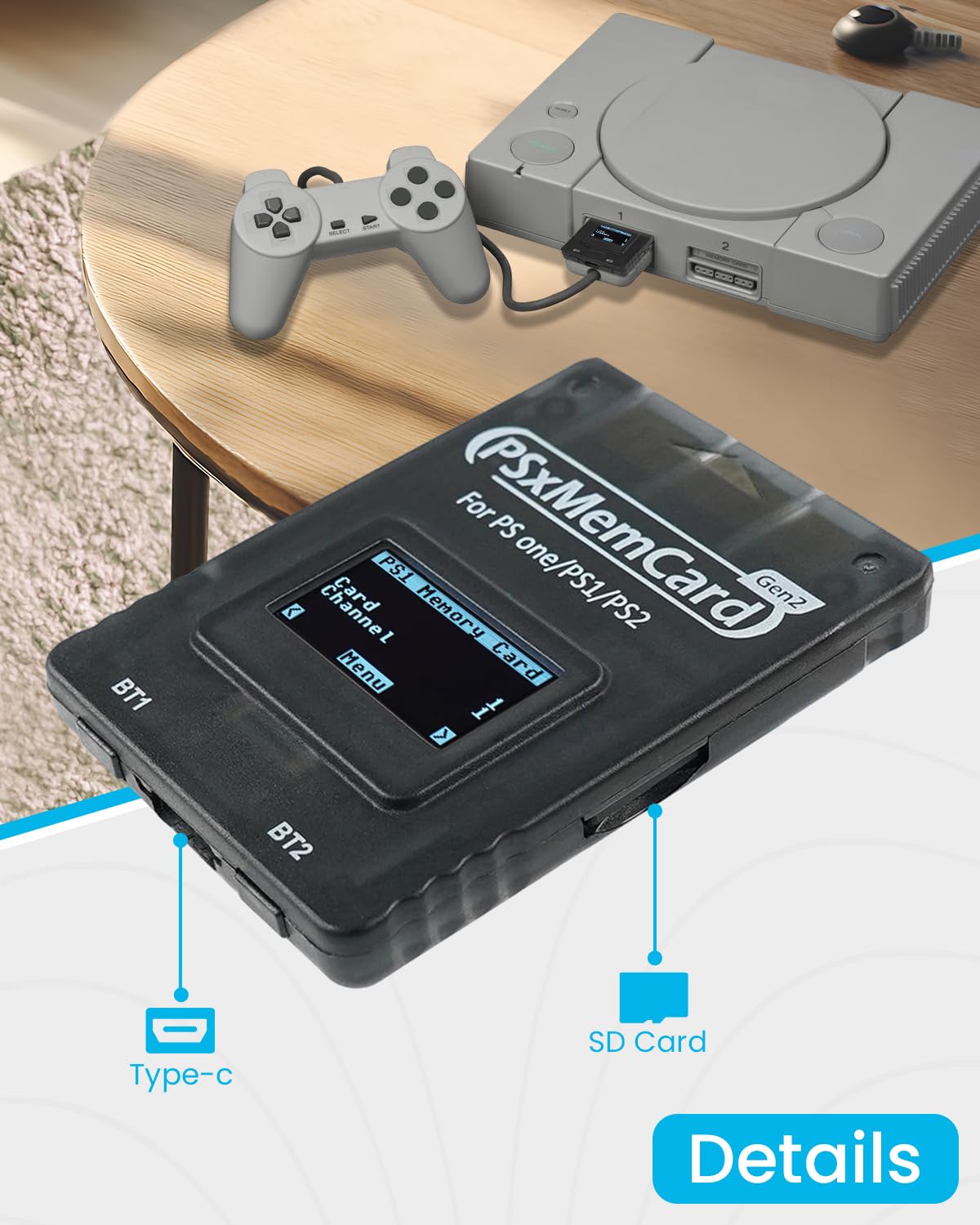 PSxMemCard Gen2 include una MicroSD da 8GB, per PS2/PS1/PS One