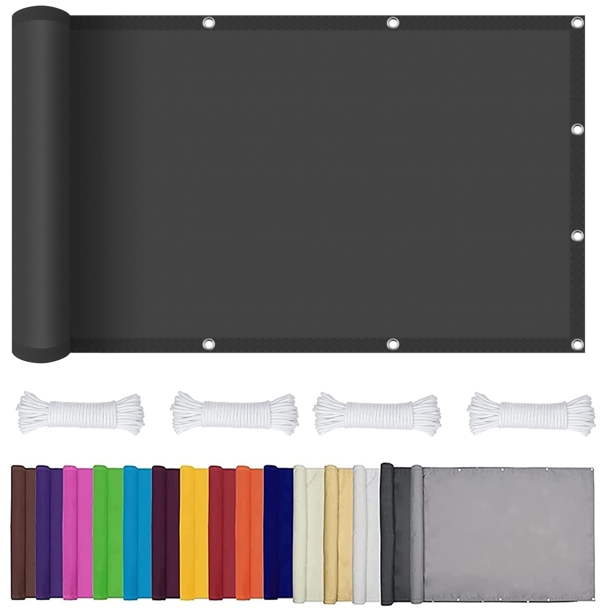Sonnensegel Rechteckig 3,5 X 5,5 M – UV-Schutz 95%, Polyester, Wasserabweisend, Mit Seilen