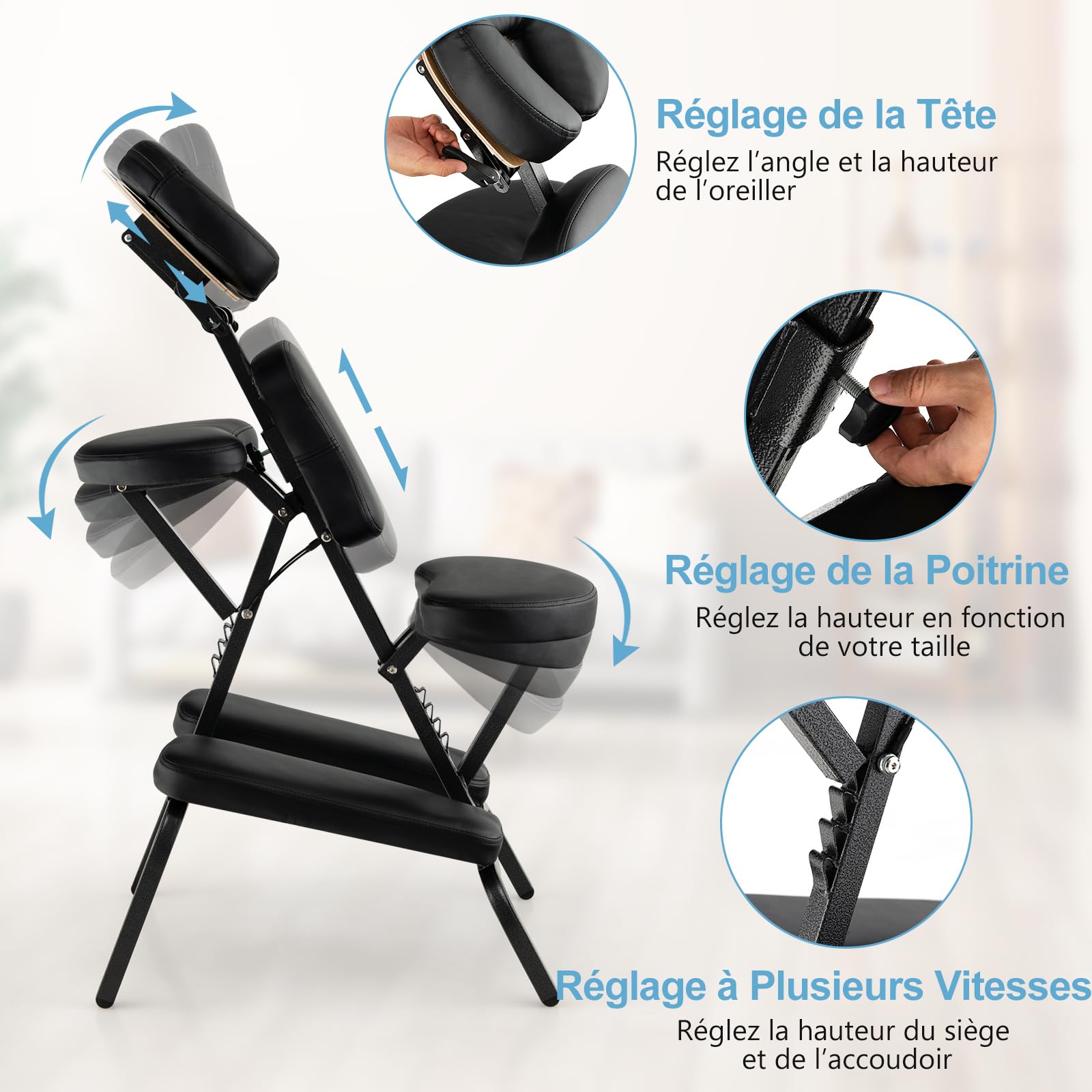 RELAX4LIFE Fauteuil au Sol Réglable en 5 Positions 90-180° +Oreiller RELAX4LIFE Fauteuil au Sol Réglable en 5 Positions 90-180° +Oreiller