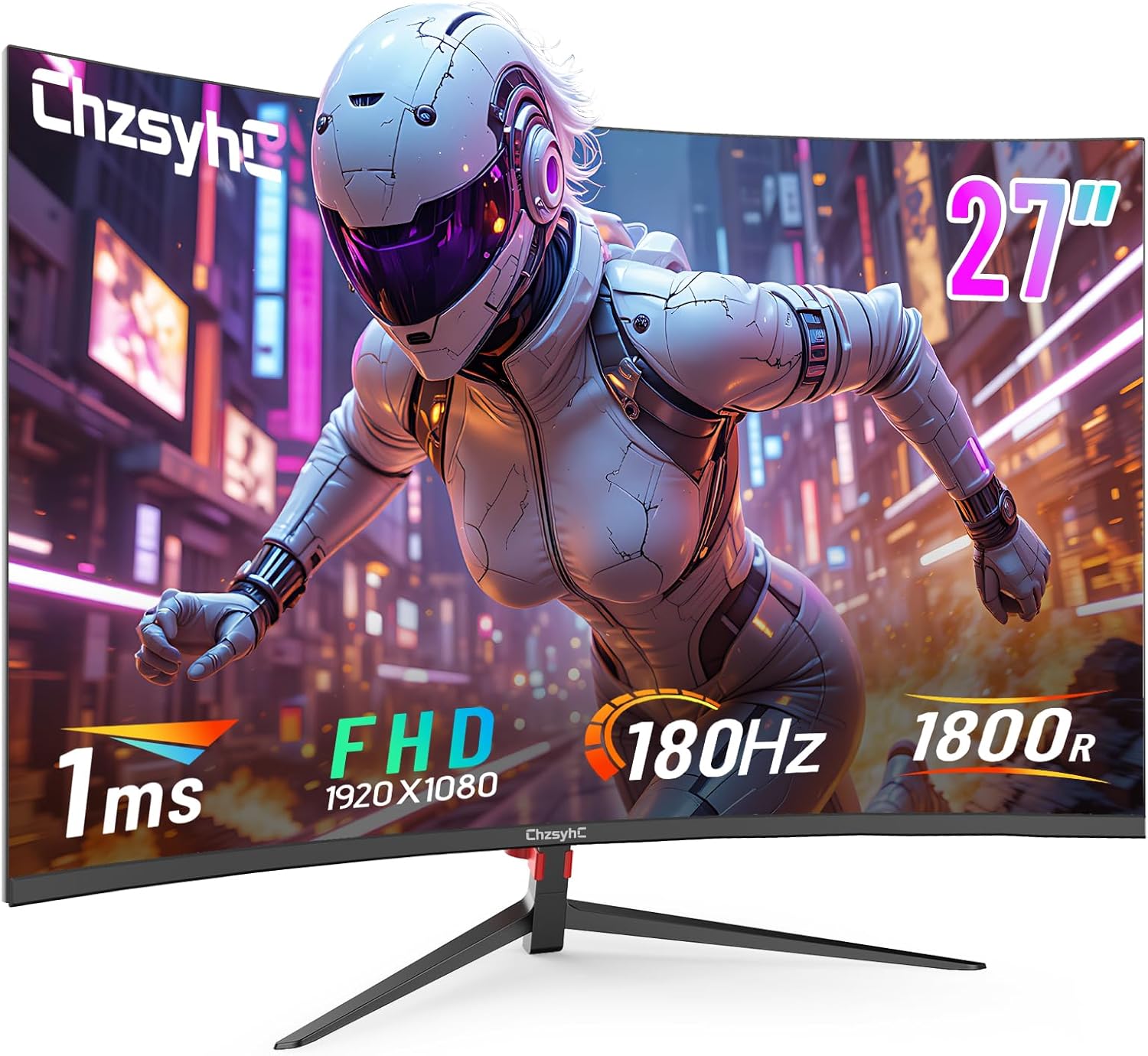 Monitor da gioco 180Hz curva da 27 pollici, monitor da gioco 1800R curvo, 1ms MPRT, FHD (1920 × 1080p), FreeSync, HDMI2.0, DP1.4, montabile VESA (cavo DP e HDMI incl.)