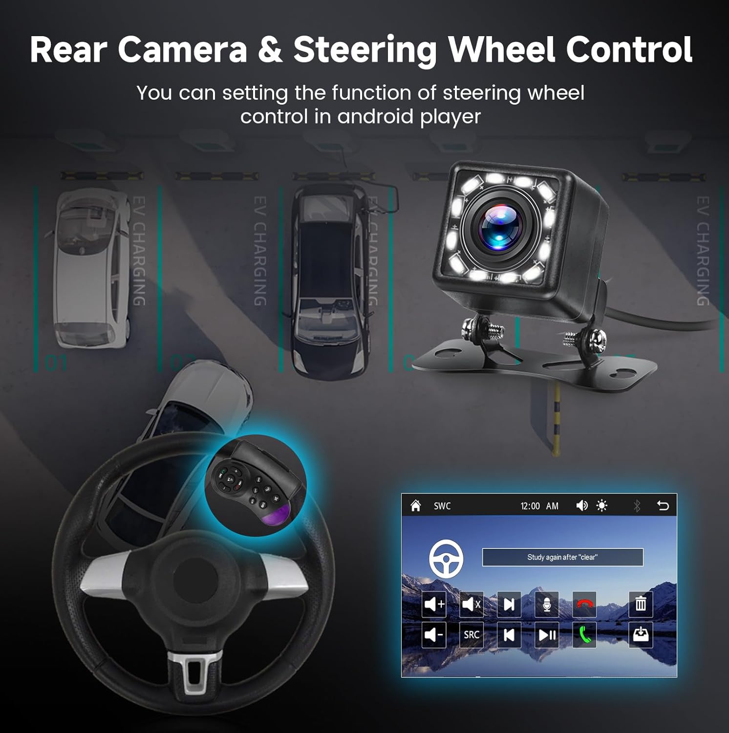 Hodozzy Car Stereo Rear Camera and Steering Wheel Control