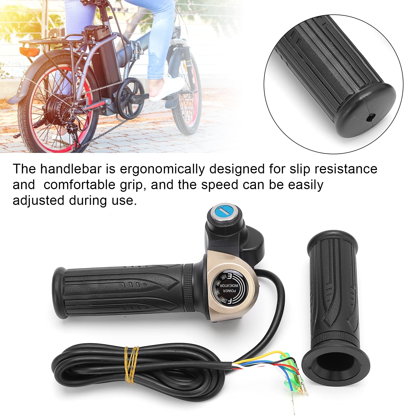 Poignée d'accélérateur de vélo électrique 24 V, Affichage LED, accélérateur de Guidon de Scooter étanche, mécanisme de Torsion en Caoutchouc, 22 mm, Accessoires de Conversion pour