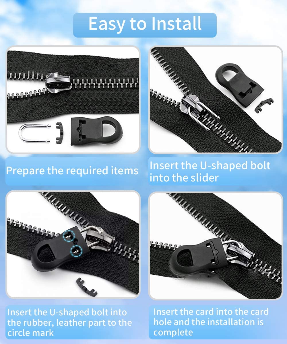 VENEXA 20pcs Zipper Pulls Replacement Kit, Universal Zipper Puller, Detachable Zipper Pull Tab for Bags, Purses, Luggage, Backpacks, Jackets, Boots, Tents - 3 Styles, 4 Sizes 3