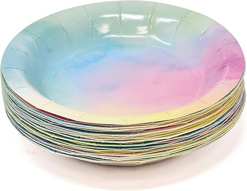 Miniatura 3 de Gift Boutique Juego de 122 piezas de suministros de fiesta de arcoíris pastel, platos de papel, tazas, servilletas, diseño de acuarela para baby