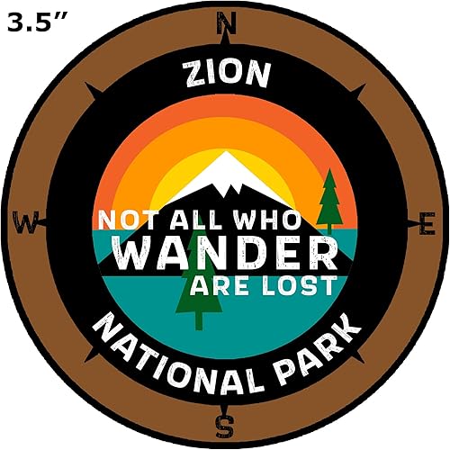 Miniatura 5 de Zion National Park, Utah - Not All Who Wander - Calcomanía para ventana de coche y camión de 3.5 pulgadas