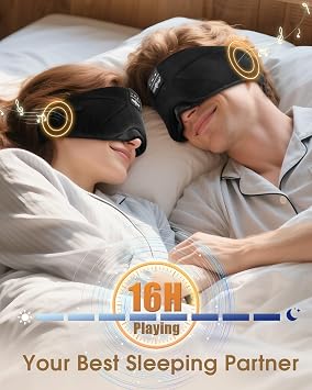 MUSICOZY Sleep Mask Headphones 100% Blockout Soft Cotton Sleep Headphones