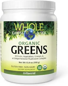 Whole Earth & Sea Organic Greens Powder, Unflavored, 13.8 oz, 30 Servings