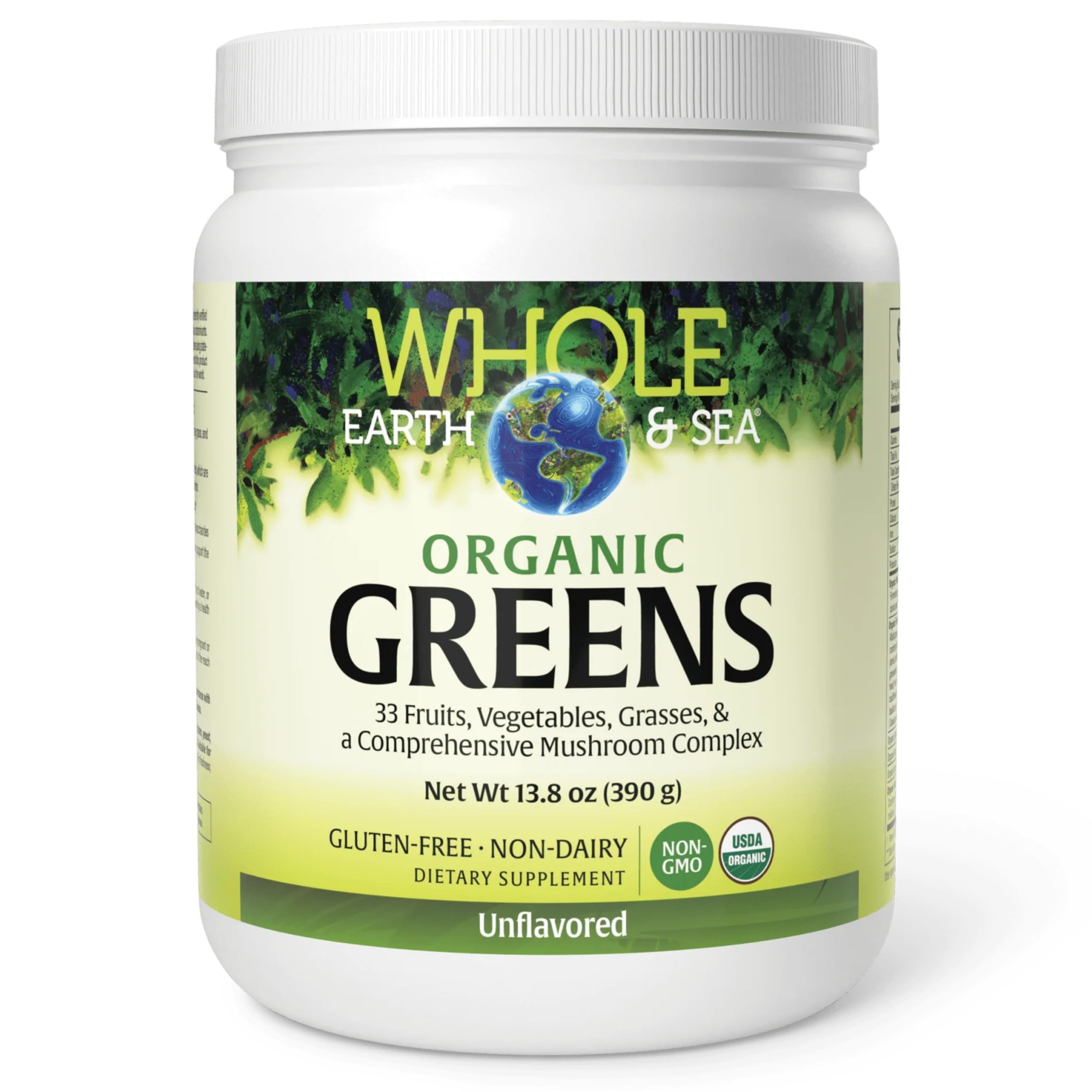 Whole Earth & Sea from Natural Factors, Organic Fermented Greens, Vegan Whole Food Supplement, Unflavored, 13.8 Oz