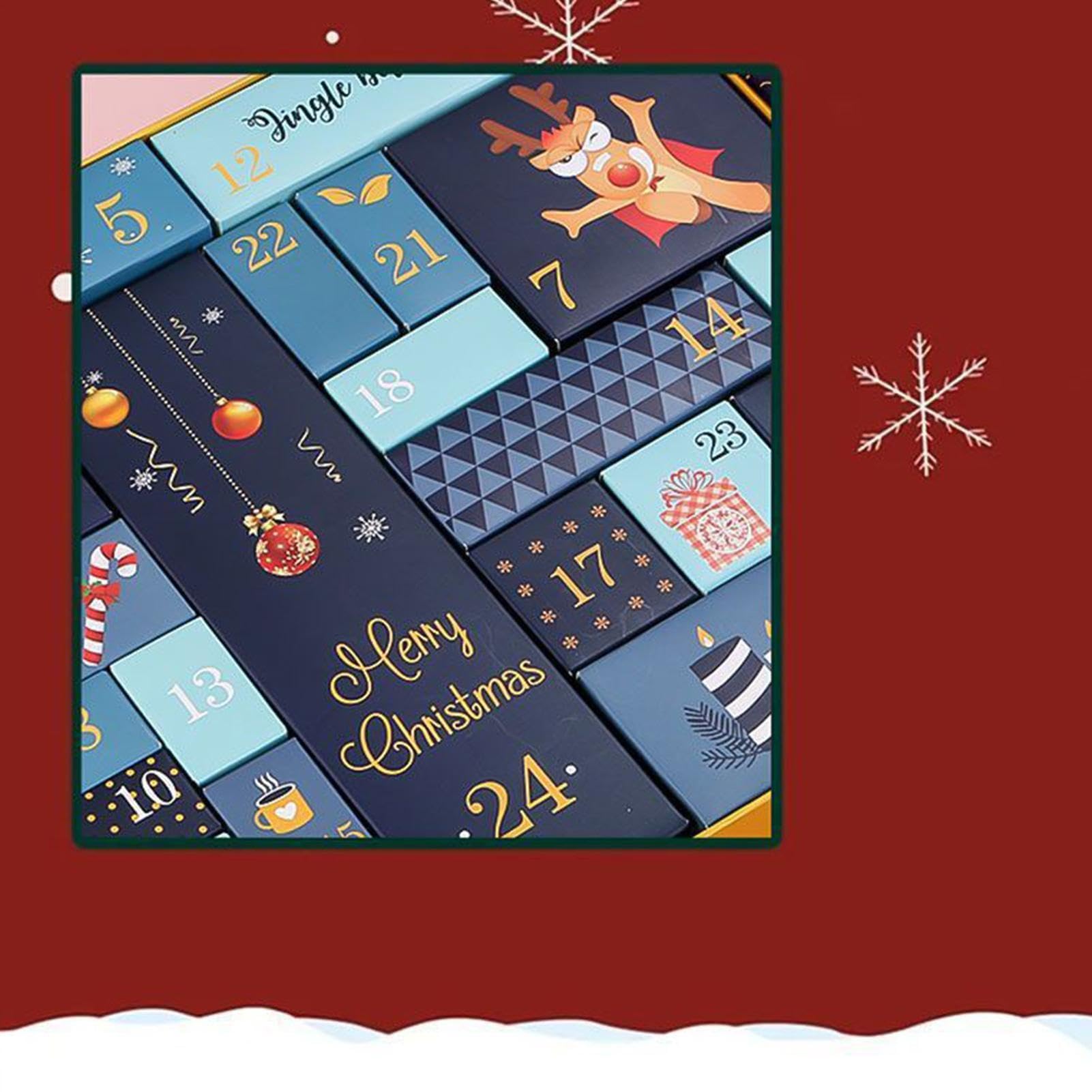 Cajas de calendarios de Adviento de Navidad de 24 días de regalo | Decoración decorativa reutilizable para el hogar para adultos, de niños, cumpleaños, boda