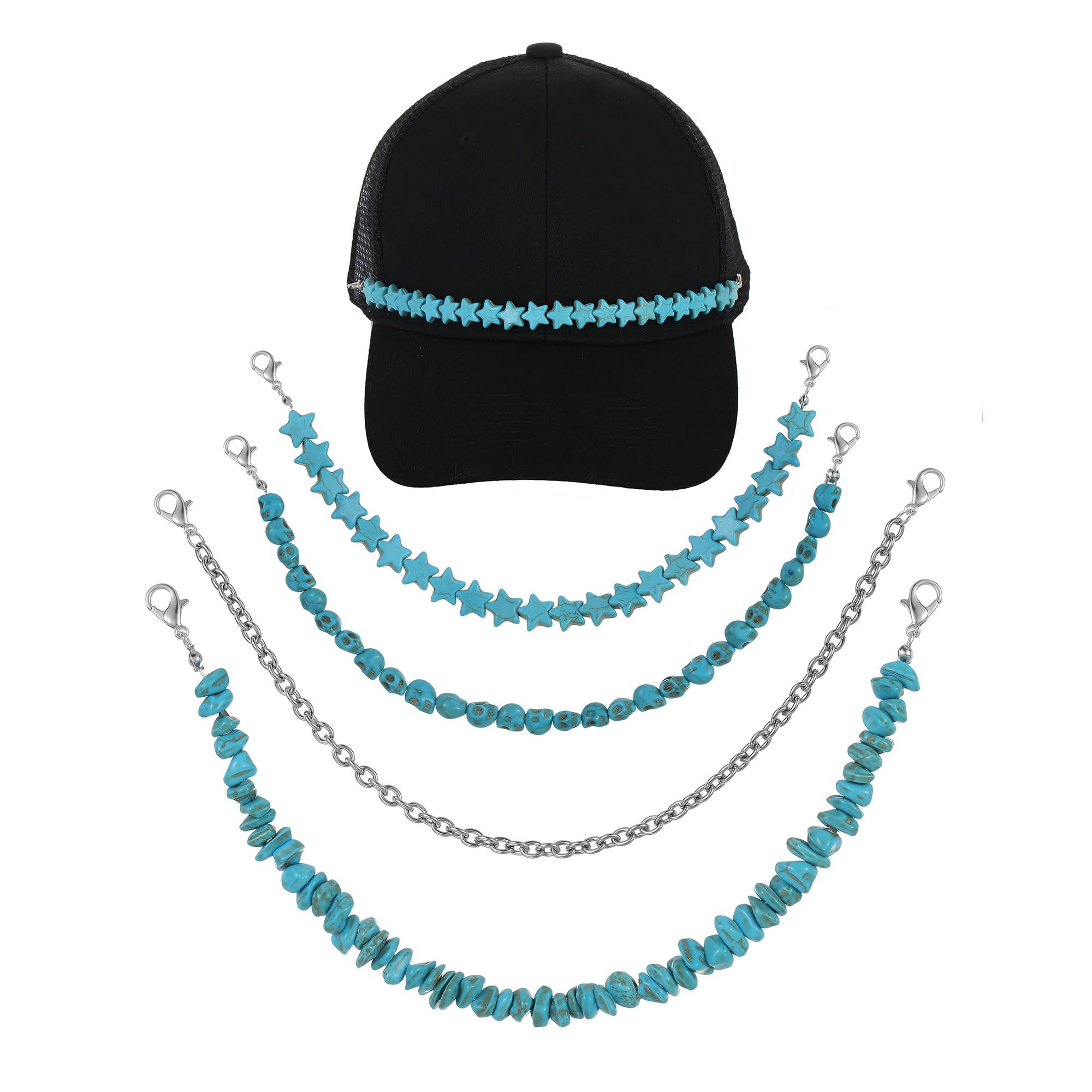 Trucker Hat Chains 14-Piece Trucker Hat Chain Kit Mix Of Metal