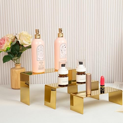 Miniatura 5 de Soporte de exhibición de bolso, 3 soportes de exhibición dorados de acero inoxidable, soporte de zapatos de encimera resistente, soporte para bolso