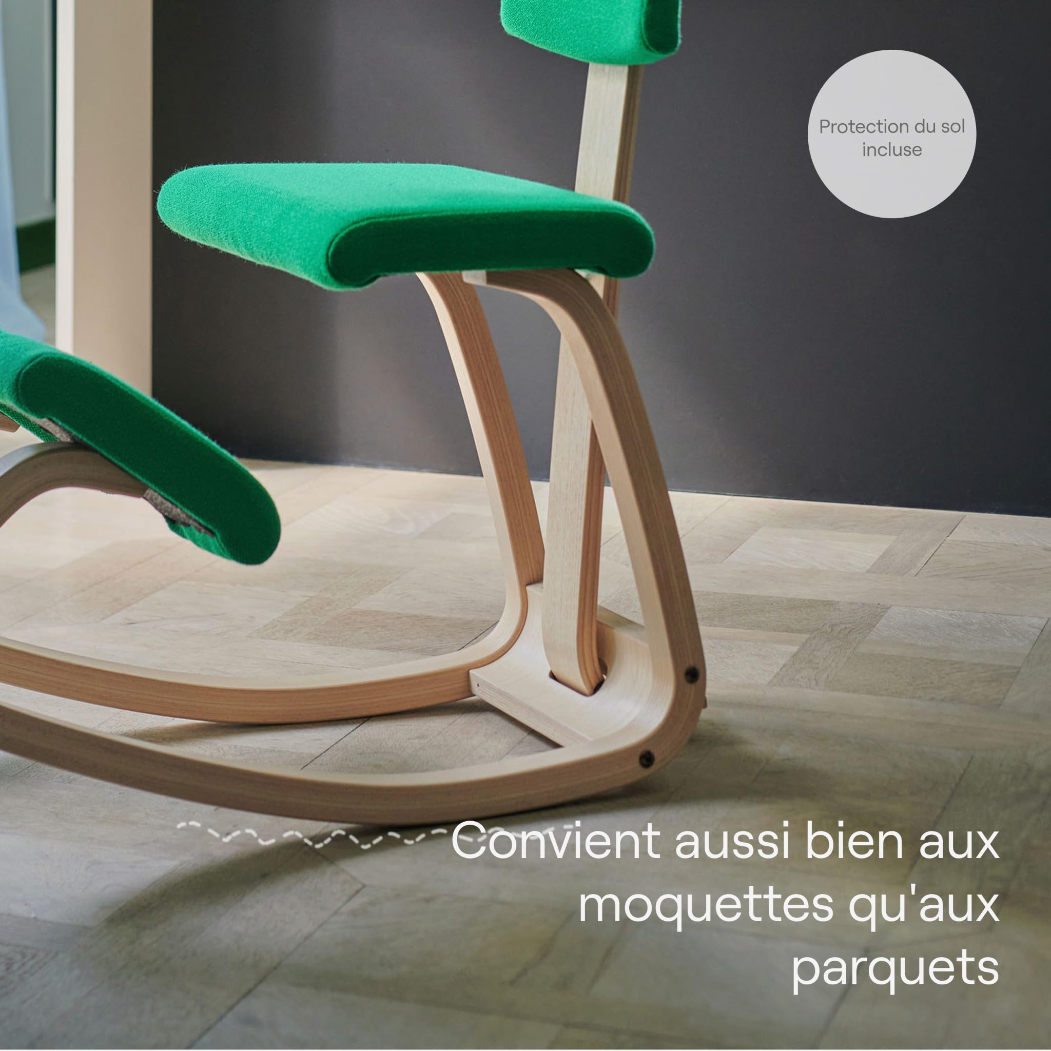 Varier Variable Plus Chaise Ergonomique à Genoux avec Dossier Noir/Noir – Chaise de Bureau Design Favorisant Le Mouvement, Posture Active et Confort – Garantie Qualité 10 Ans