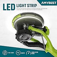 Vista 2 de AMYBEST Drywall Sander, Powerful Electric Drywall Sander with Vacuum Dust Collection, 5 Speed 1000-2100 RPM, Popcorn Ceiling Remover, LED Light & 12