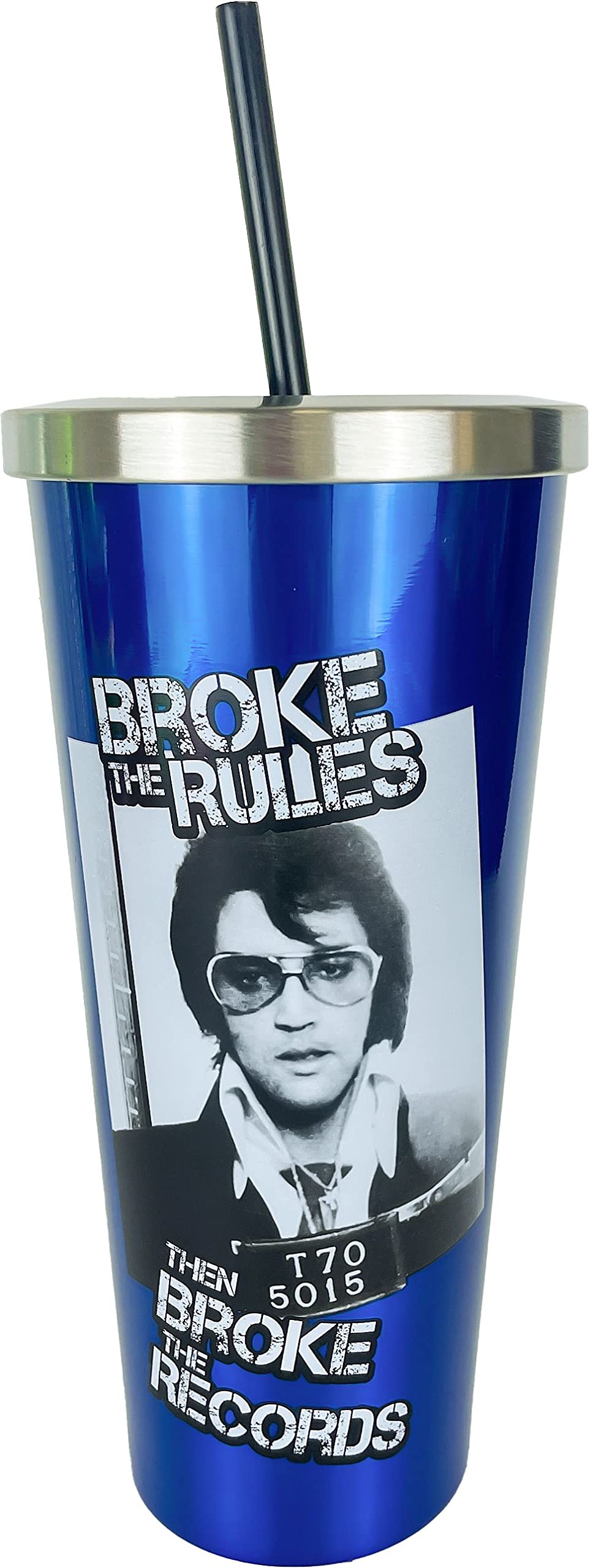 Spoontiques Elvis Presley Stainless Steel Tumbler, 24oz - Double Wall Insulated Travel Cup with Straw