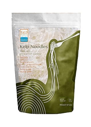 Sea Tangle Kelp Noodles (12oz) - Pack of 3 - Low Calorie Asian Noodles for Healthy Noodle Dishes - Gluten Free, Keto Noodle Sub for Rice Noodles, ...