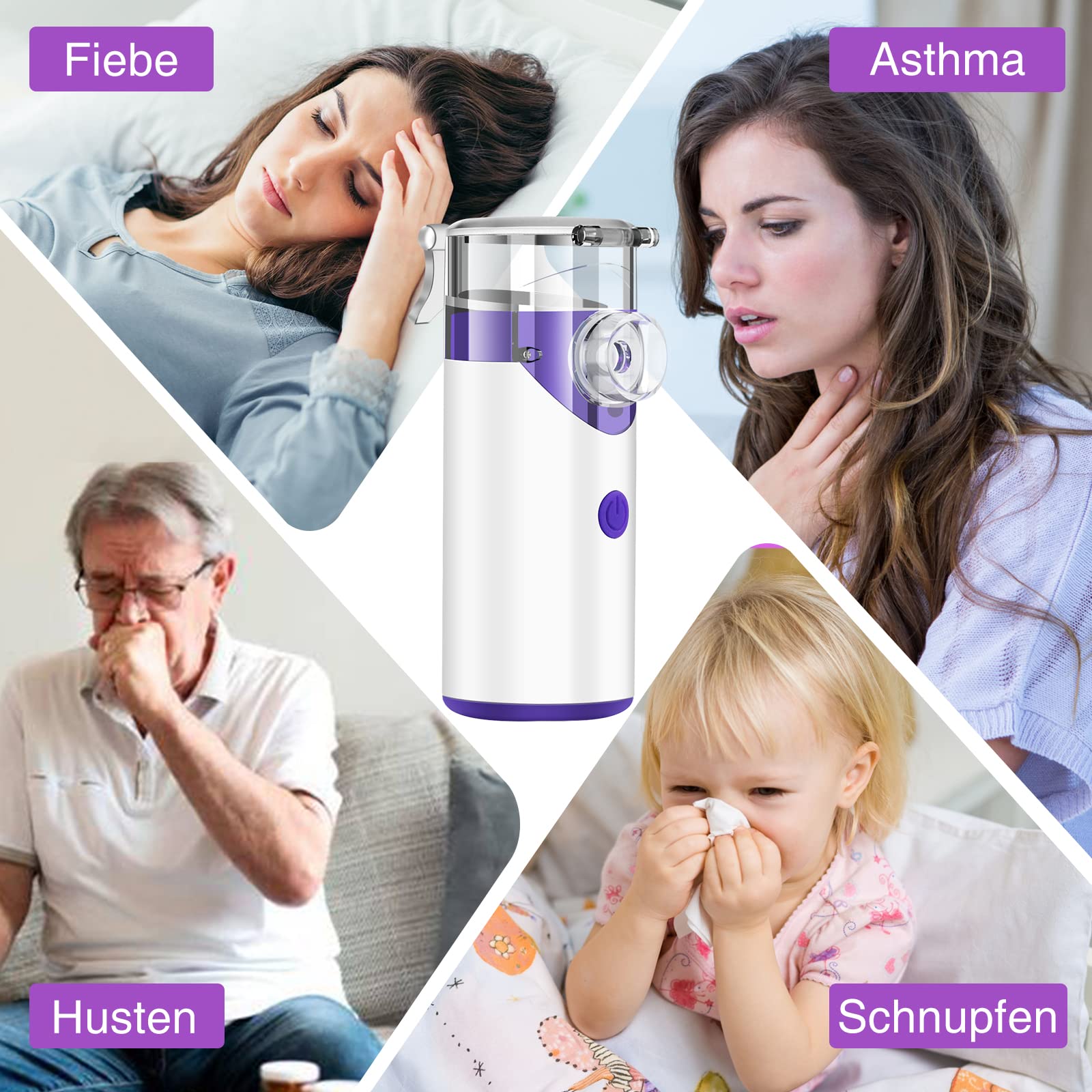 Inhalator dla dzieci, nebulizator dla dorosłych: przenośny inhalator na przeziębienie, ultradźwiękowy nebulizator – elektryczny ładowany przez USB, regulowany, cichy inhalator