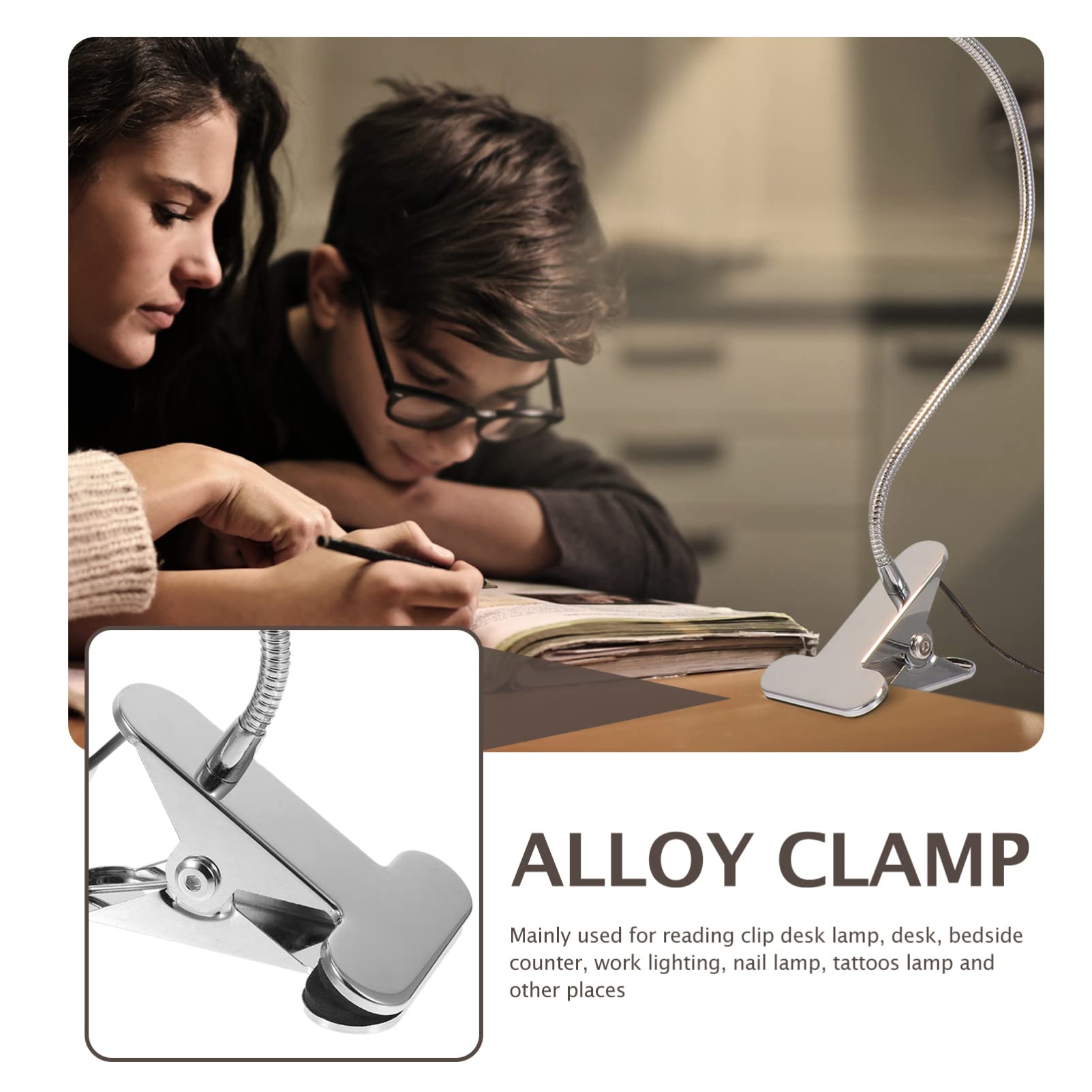 Ser di 2 Clip sulla Luce Clip Luce Clip Luce di Lettura Luce Led Lettura Luce/3141 | Argento x 3 pezzi, 50 x 9 x 2 cm x 2 pezzi