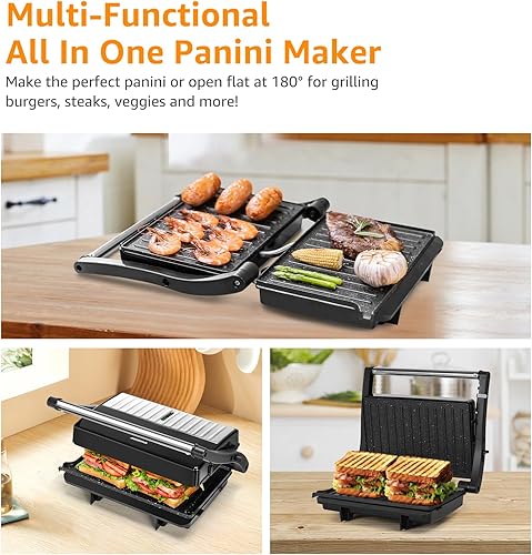 Miniatura 7 de Aigostar Sandwichera con superficie de rejilla profunda antiadherente y sandwichera Aigostar de 1200 W con placas antiadherentes de cerámica 3 en 1