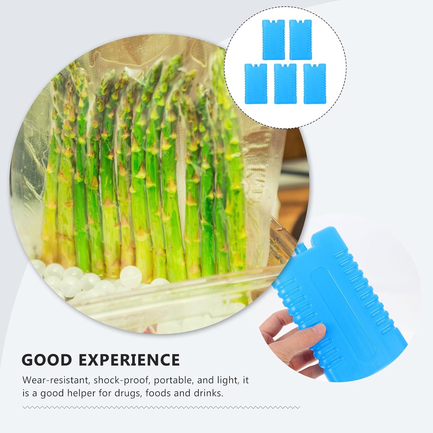 Reusable Ice Packs Cooling Case 200ml Plastic Freezer Ice Containers 5pcs Blue Portable Cooler for Camping Hiking Lunch Outdoor