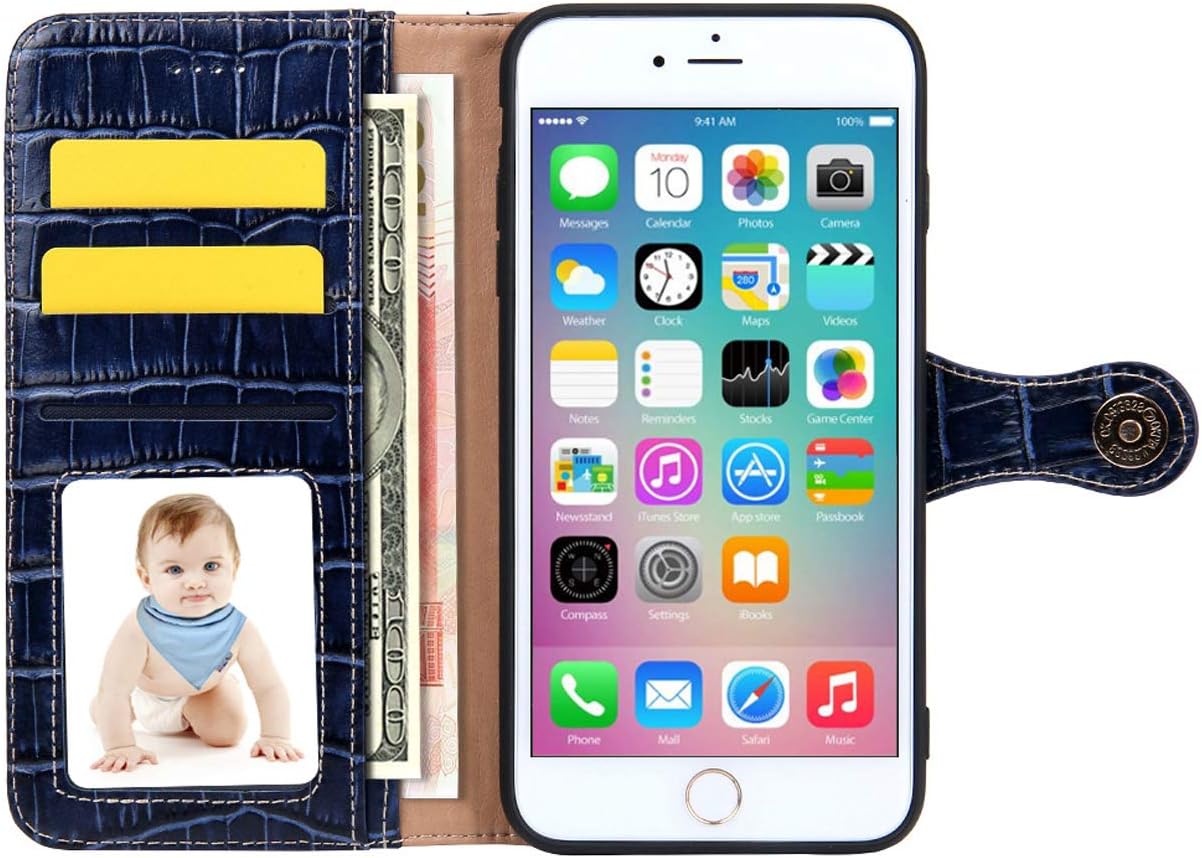 Bеѕt Dеаl 🛒 Reginn iPhone 7 Wallet Case, iPhone 8 Wallet Case, Genuine Leather Folio with Card and Cash Pockets and Stand Function, Leather Wallet Case for iPhone 7 and iPhone 8 (Blue)