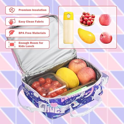 Miniatura 4 de KidsPUNK Lonchera para niños y niñas, lonchera aislada, lonchera Bento para niños, bonita lonchera para perros para niñas, lonchera aislada para