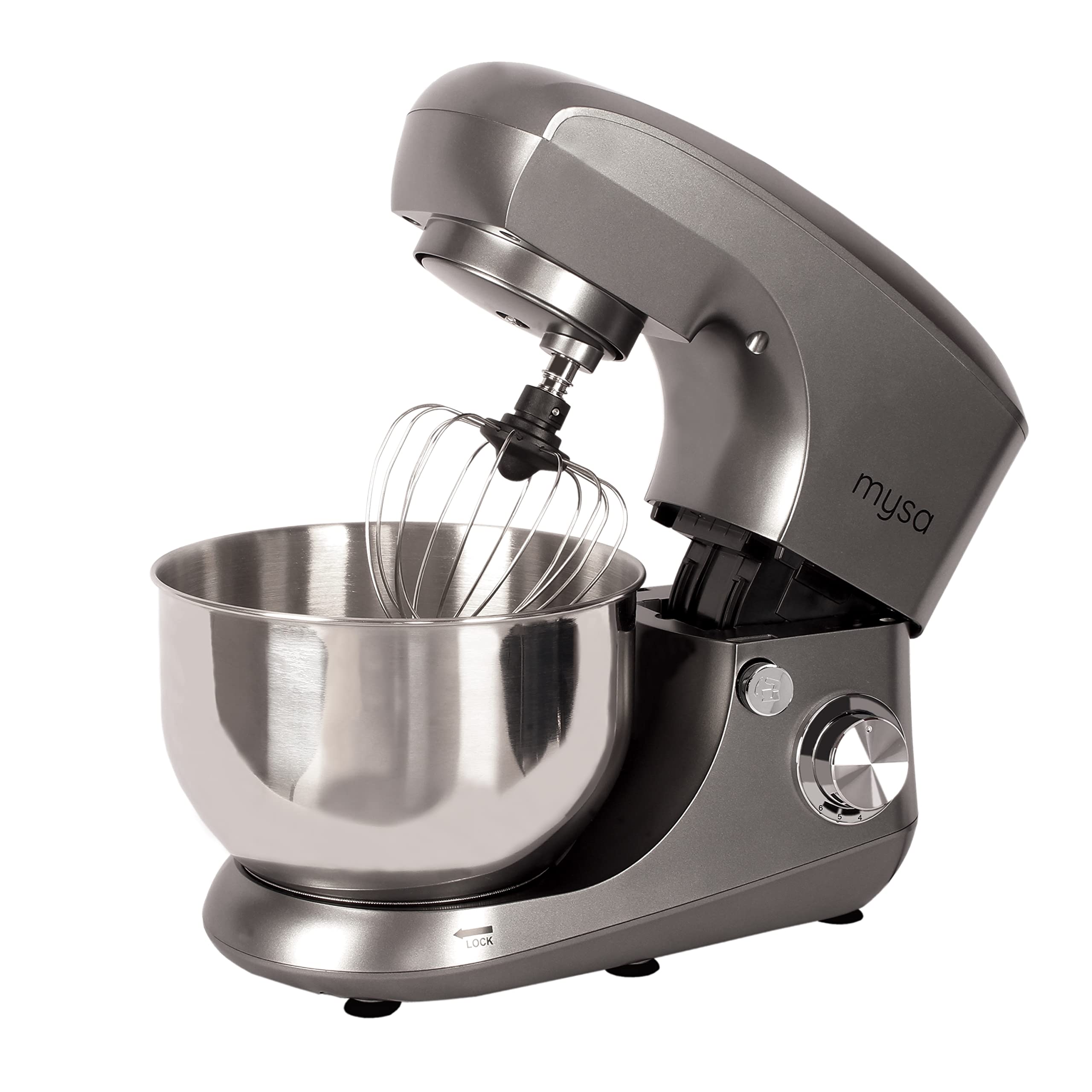 MYSA SM-1502 Stand Mixer 800 W Planetary Drive Food Mixer Tilt Head 5.5 Ltrs SS Bowl with 6 Speed for Baking and Cooking, Stainless Steel Bowl, Dough Hook, Wire Whisk and Beater, Grey-image-49
