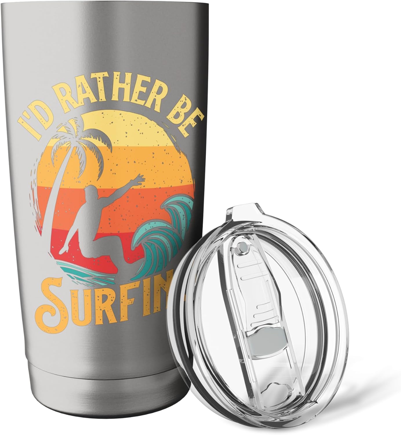 I'd Rather Be Surfing - Beach Surfing Surfingboard Surfboard Stainless Steel Insulated Tumbler image 5