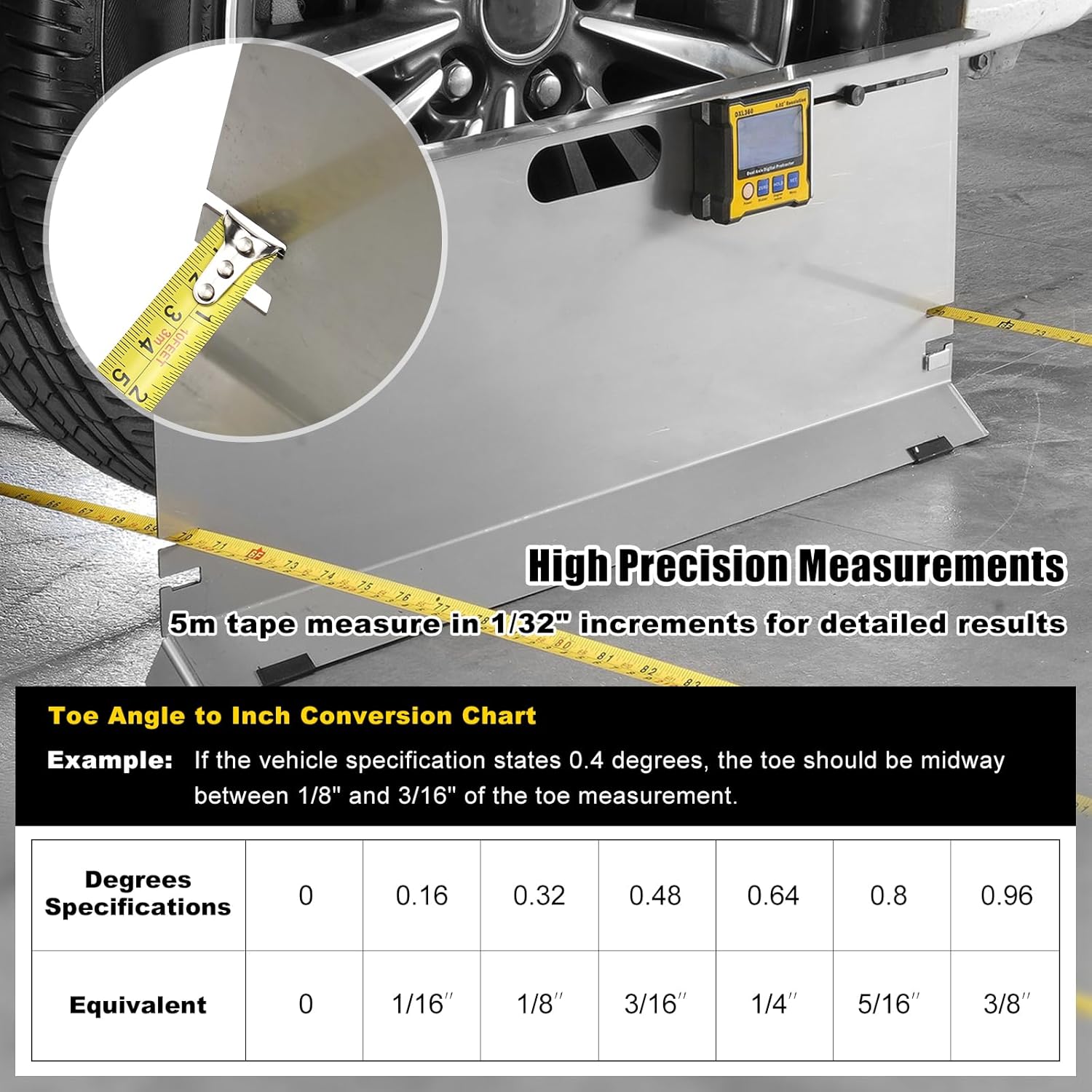 RULLINE Stainless Steel Wheel Alignment Tool Plates, 2-Pack Toe Alignment Tool with Tape Measures, Magnetic Slots, and Hanging Holes for Easy Storage - Suitable for Cars, Trucks, SUVs, and Vehicles