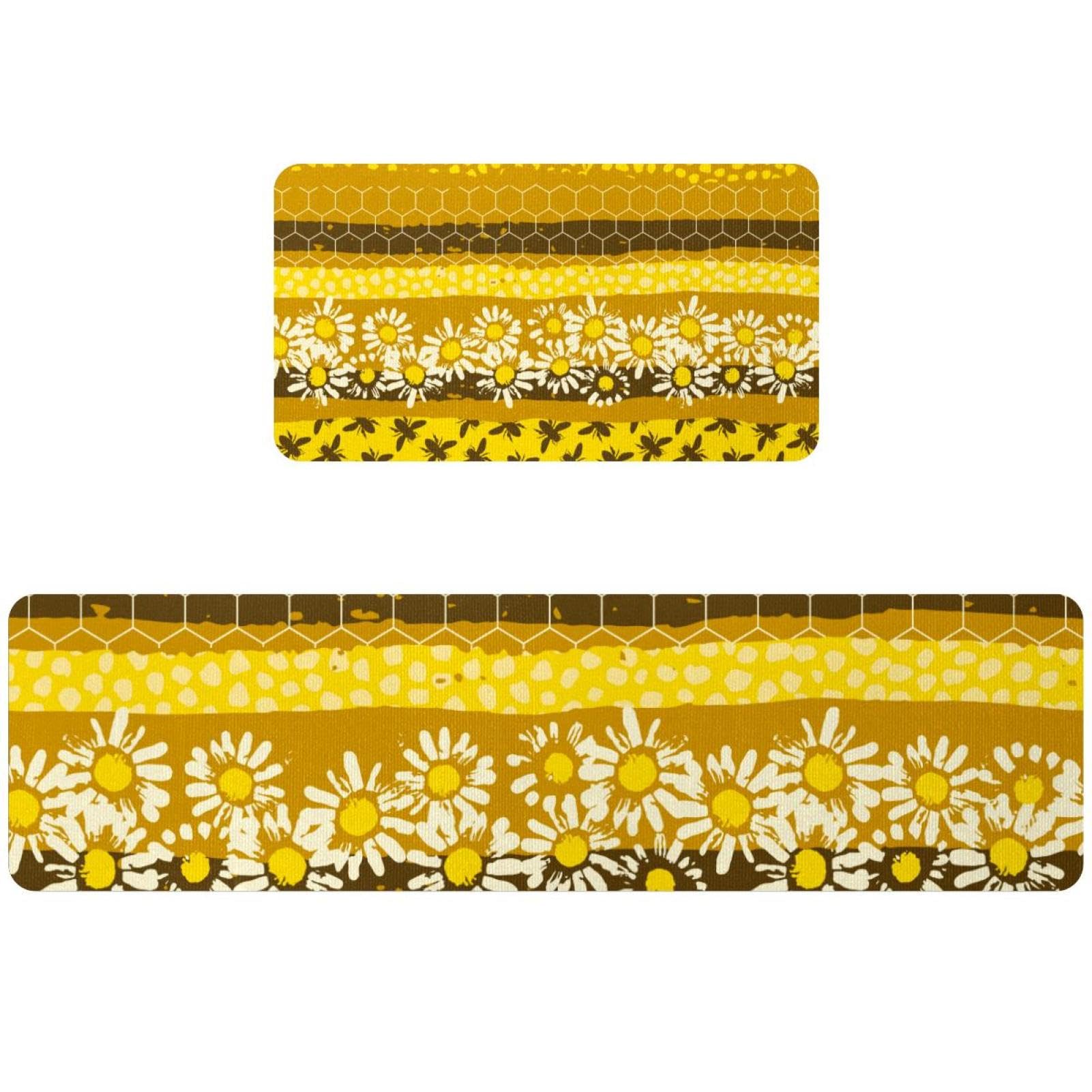 Tapis de cuisine haut de gamme antidérapants à motif floral lot de 2 robustes