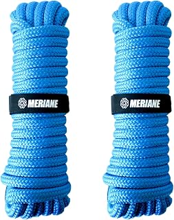 MERIANE Dock Lines, Blue/Grey Marine-Grade Double Braided Nylon Boat Rope