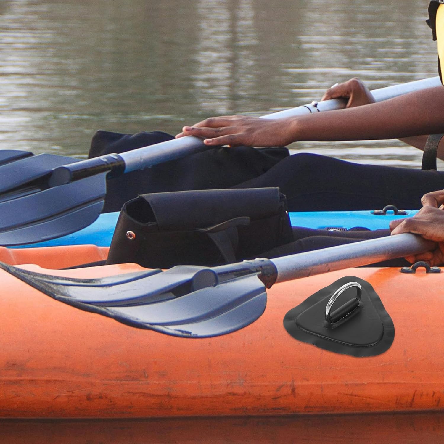 VICASKY Kayak D-Ring Patch PVC Buckle 2pcs Set Stainless Steel Fixator Buckle for Inflatable Boat Canoe Rope Replacement Kayak Hardware Accessories for Water Sports