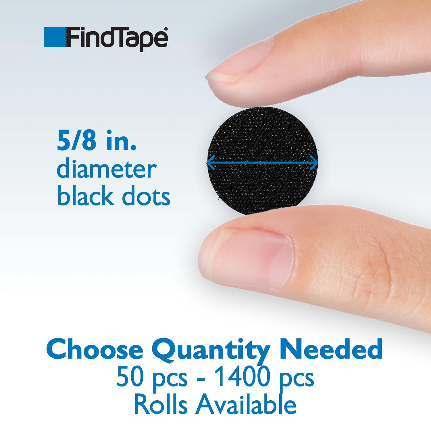 FindTape Puntos autoadhesivos de gancho y bucle de 5/8 de pulgada de diámetro: 1200 per roll/Hook-Side Solamente (Negro)