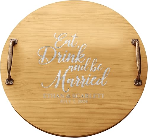 Let's Make Memories Bandeja de barril de madera personalizada para comer, beber y casarse - Boda - Recién casados Let's Make Memories Bandeja de barril de madera personalizada para comer, beber y casarse - Boda - Recién casados